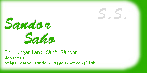 sandor saho business card